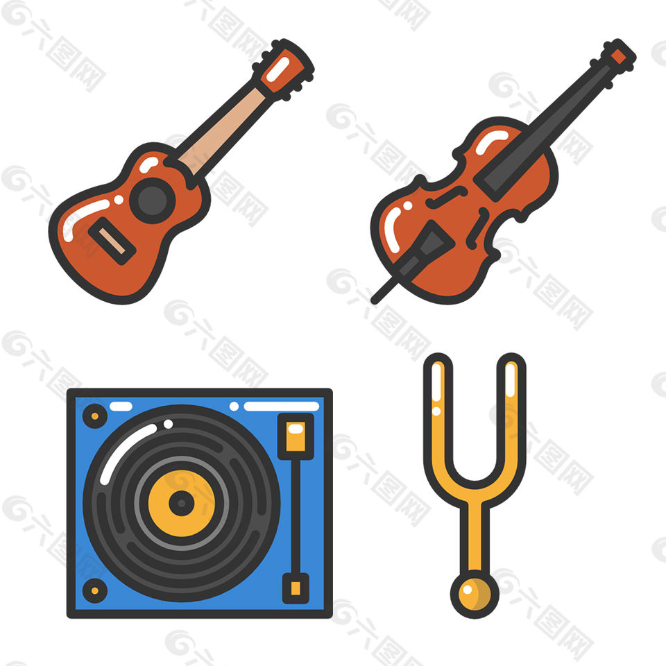 手绘乐器icon图标
