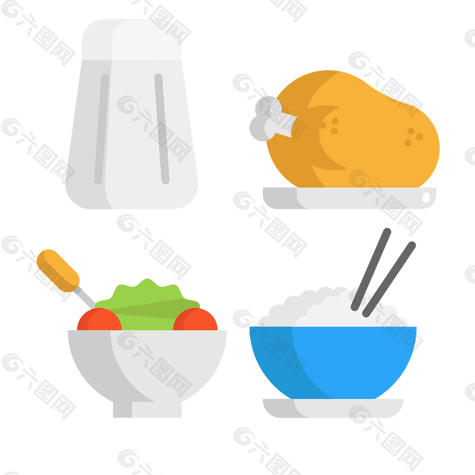 手绘美食插画icon图标