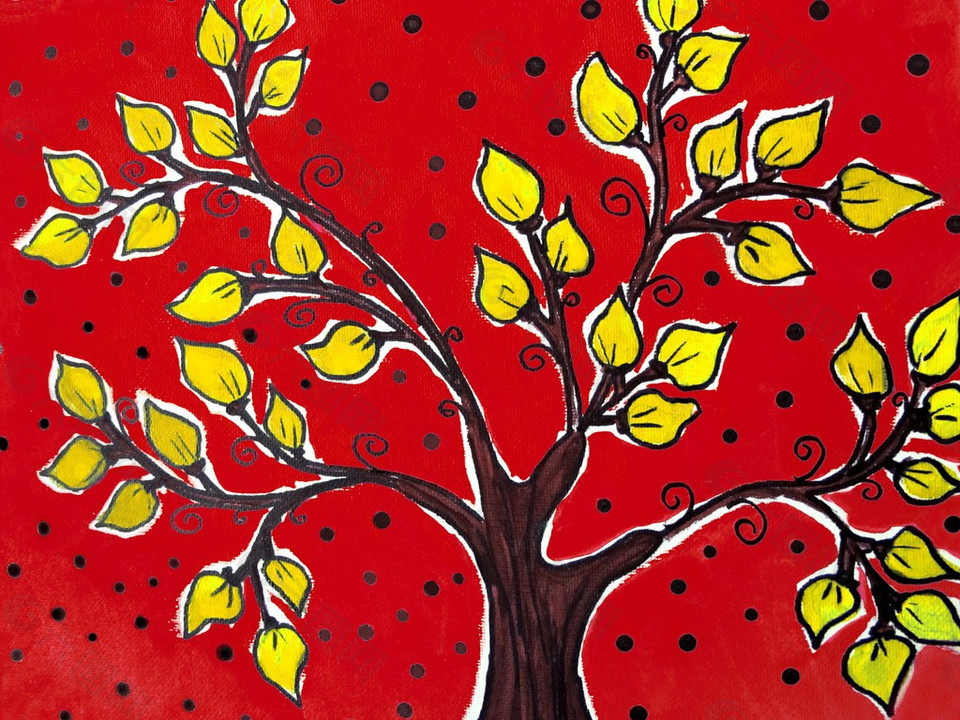 卡通手绘大树装饰画