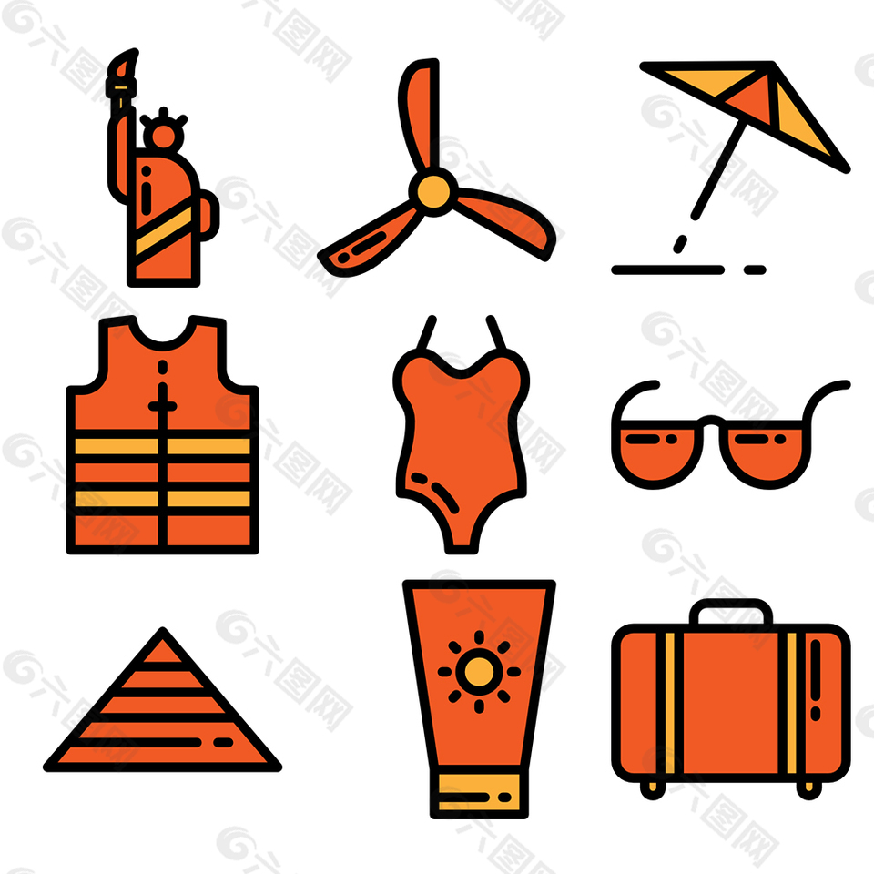 手绘旅游素材icon图标