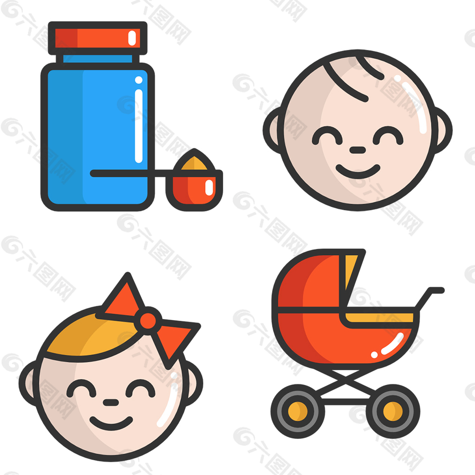 手绘婴儿用品icon图标素材
