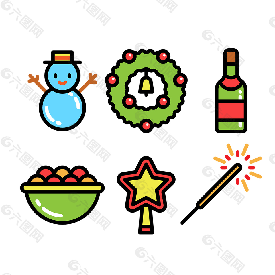 圣诞手绘icon图标