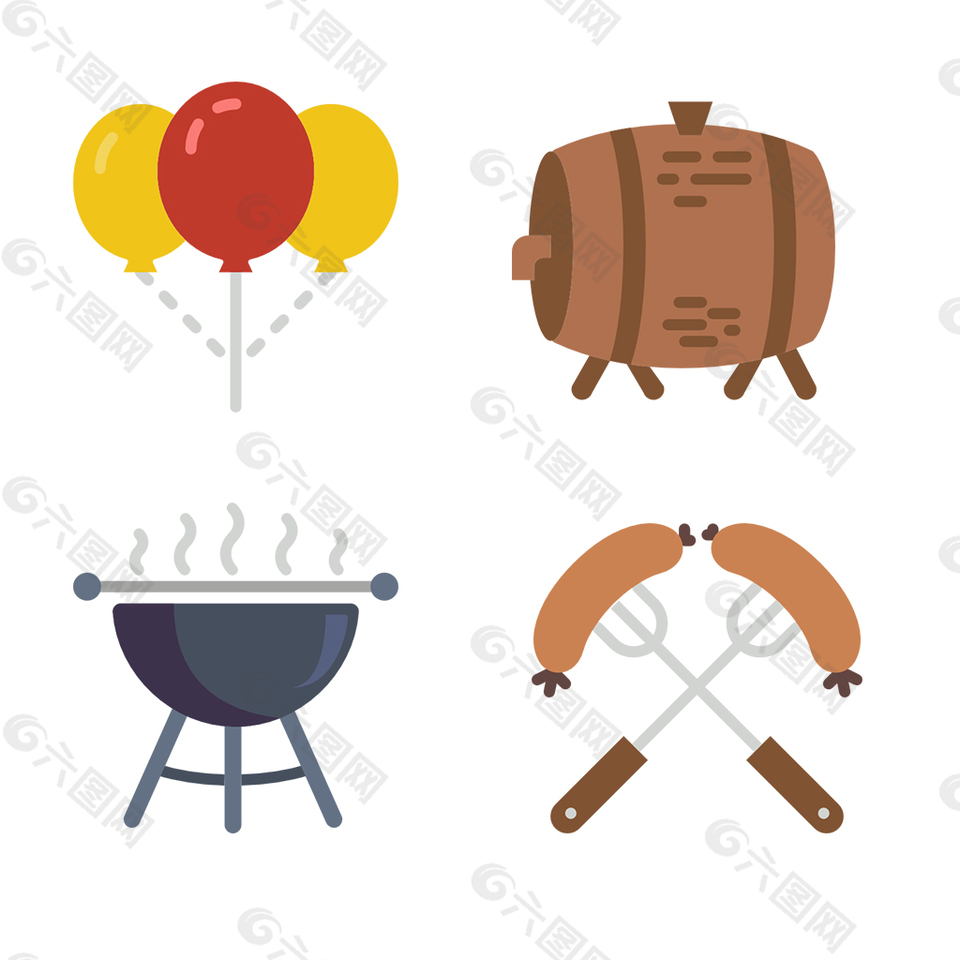 扁平烤肉icon图标