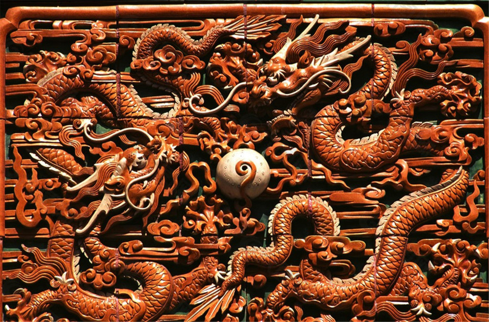 木雕中国龙装饰画