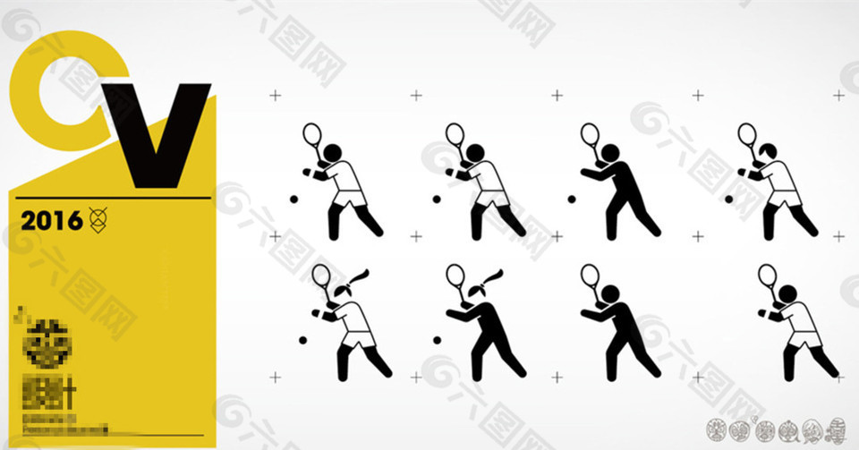 网球比赛动感小人公共标识图标设计