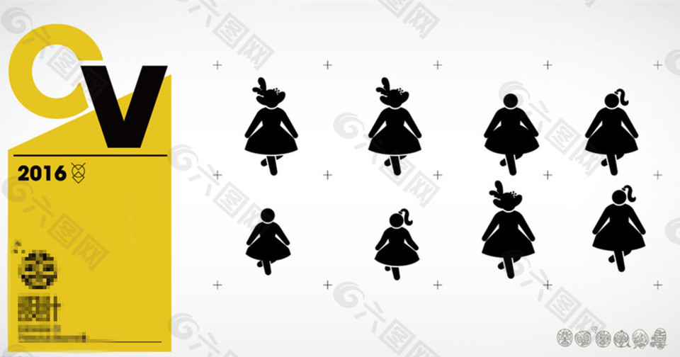 贵族女人裙子可爱小人公共标识图标设计