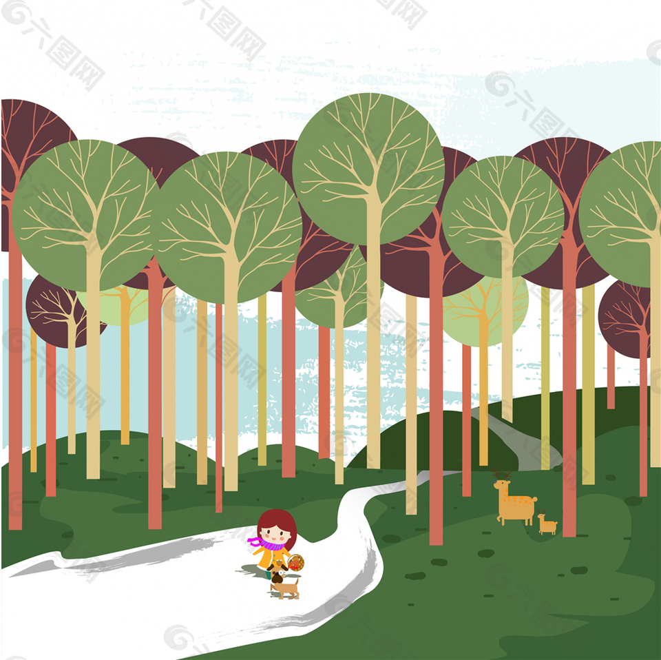 卡通森林背景绘图设计元素素材免费下载 图片编号 六图网