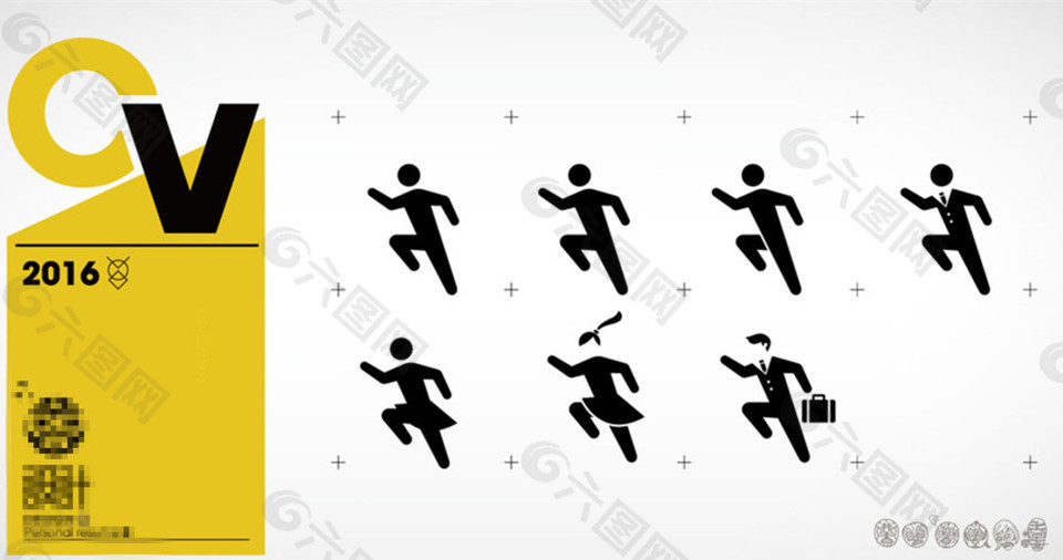 扁平化剪影小人跑步公共标识标志图标设计