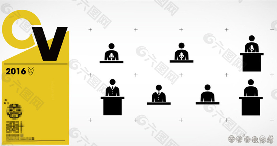 扁平化剪影小人讲话公共标识标志图标设计