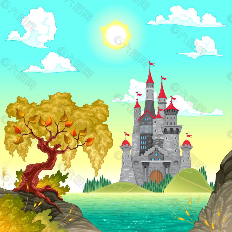 彩色城堡背景