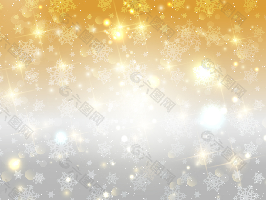 金色和银色明亮的雪花背景