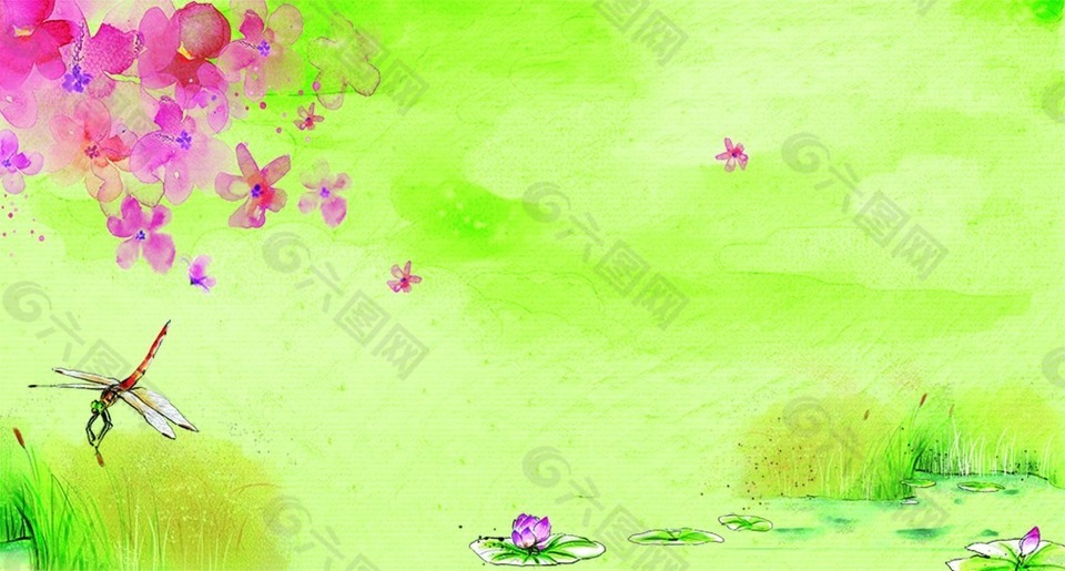 蜡笔画风格春天背景图