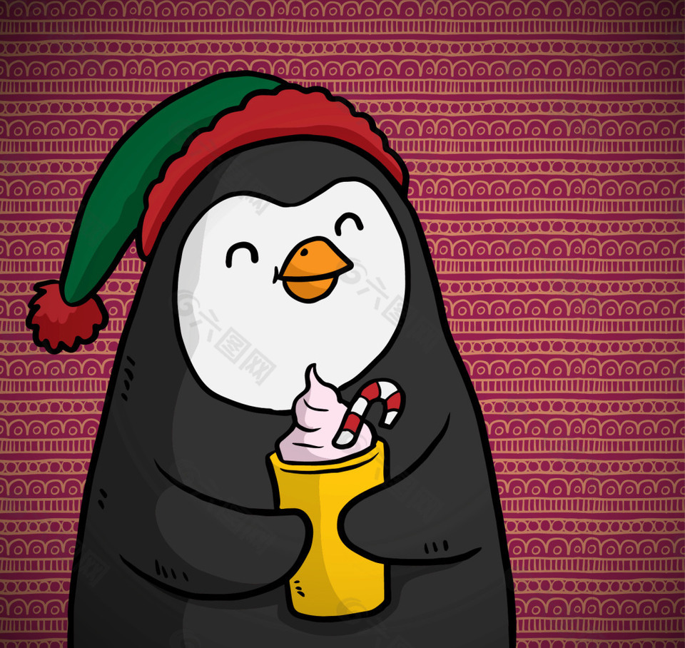 卡通圣诞企鹅