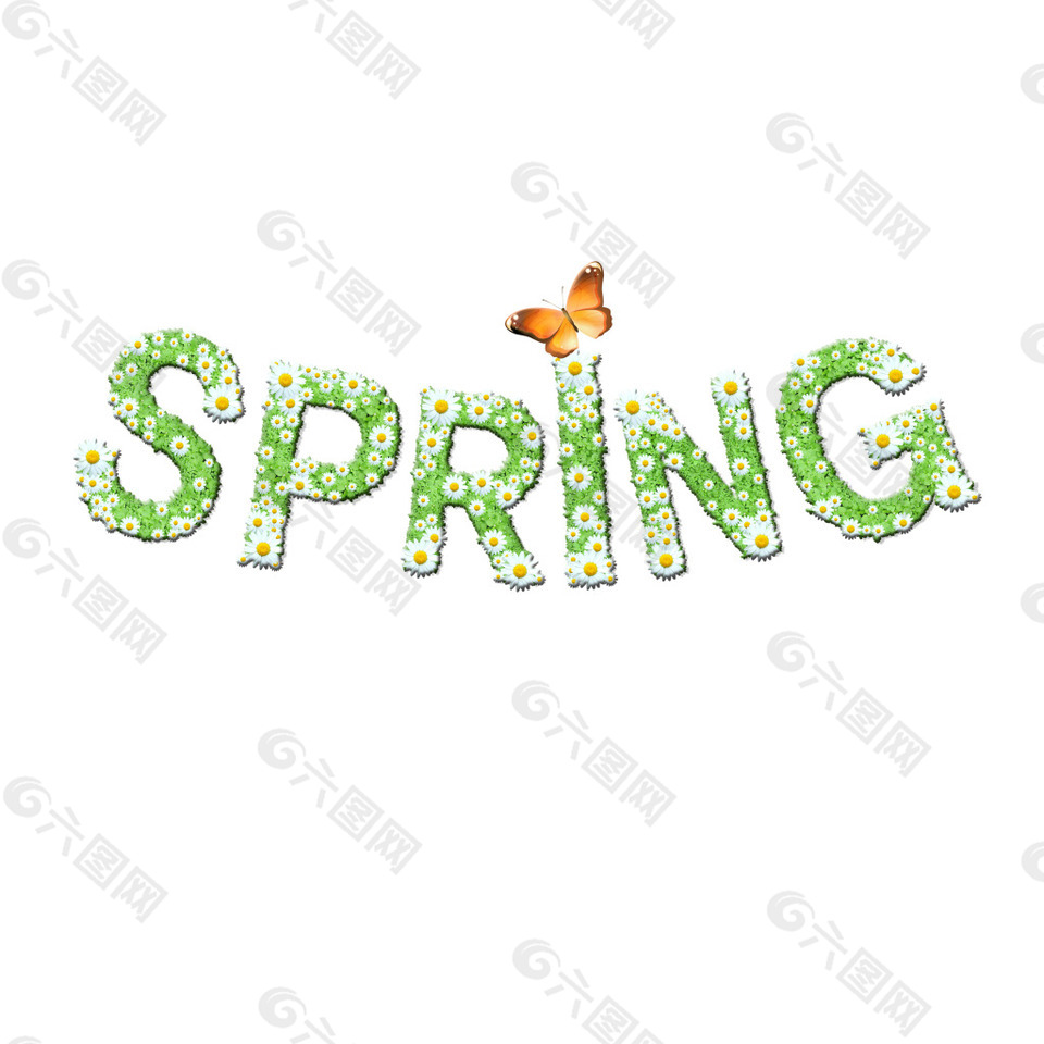 spring 花朵组合艺术字