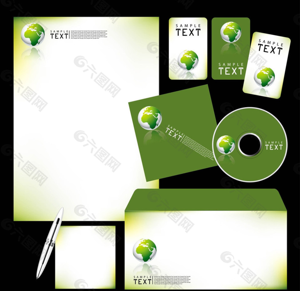 绿色环保vi导视系统办公文具设计