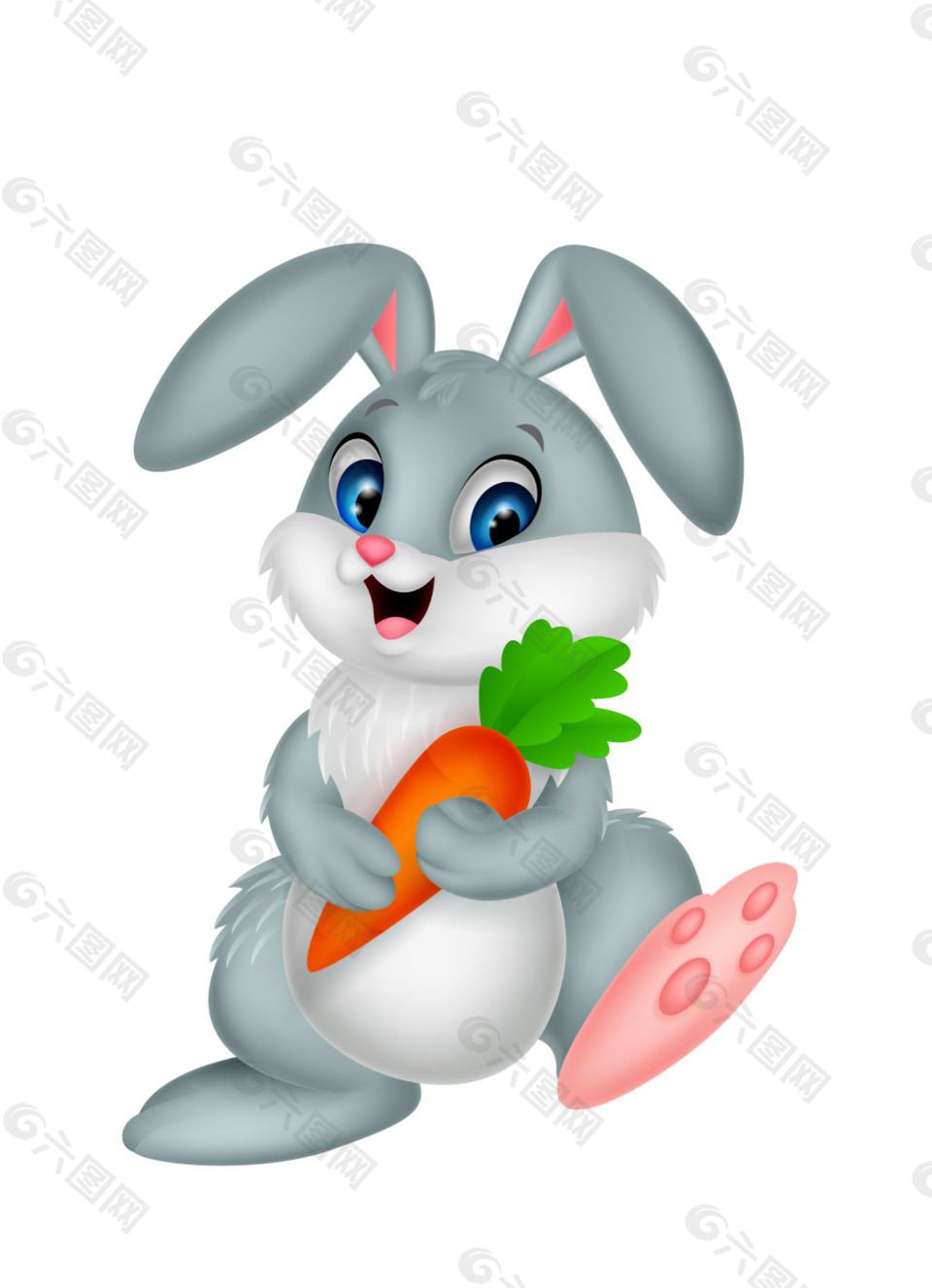 抱着胡萝卜的小兔子
