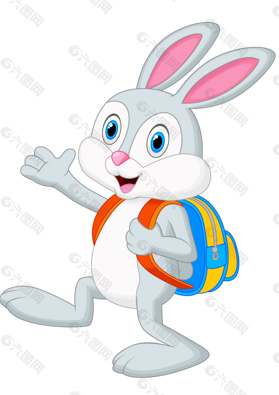 背着书包上学的兔子