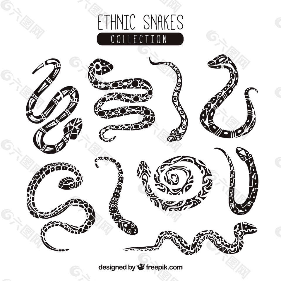一组黑色简约蛇类动物素材设计元素素材免费下载 图片编号 六图网