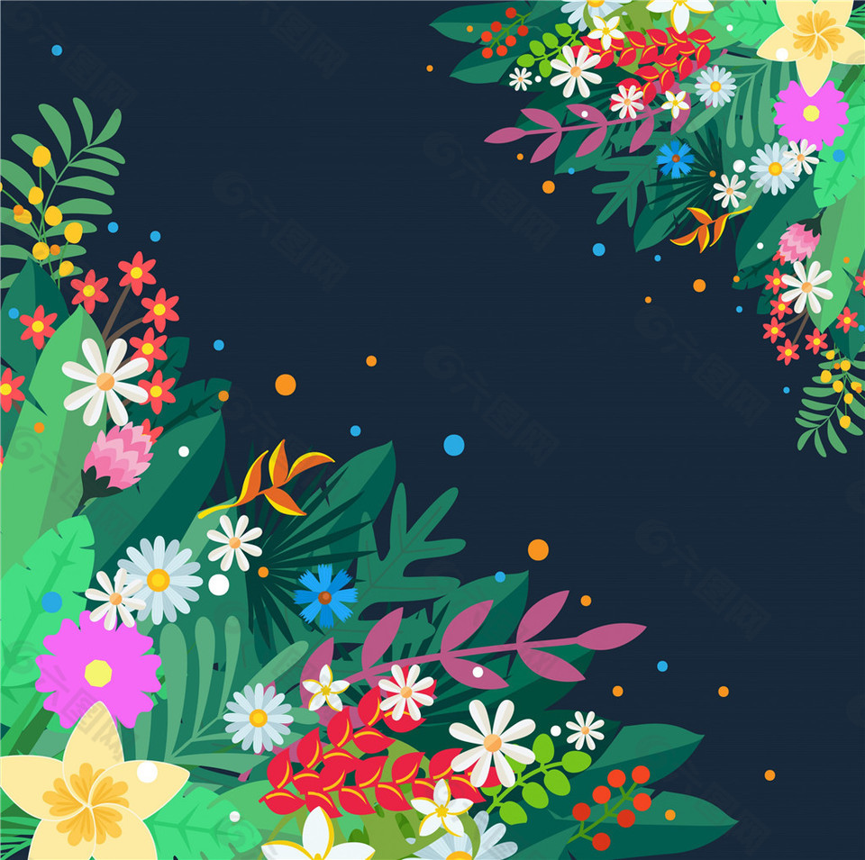 手绘春季花卉背景