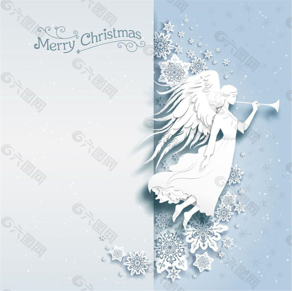 立体雪花天使圣诞卡片图片