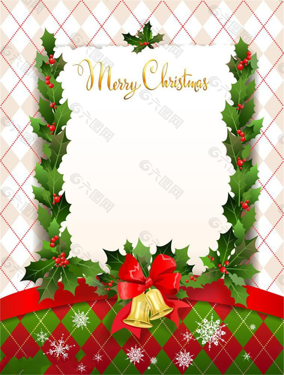 圣诞节雪花铃铛卡片图片