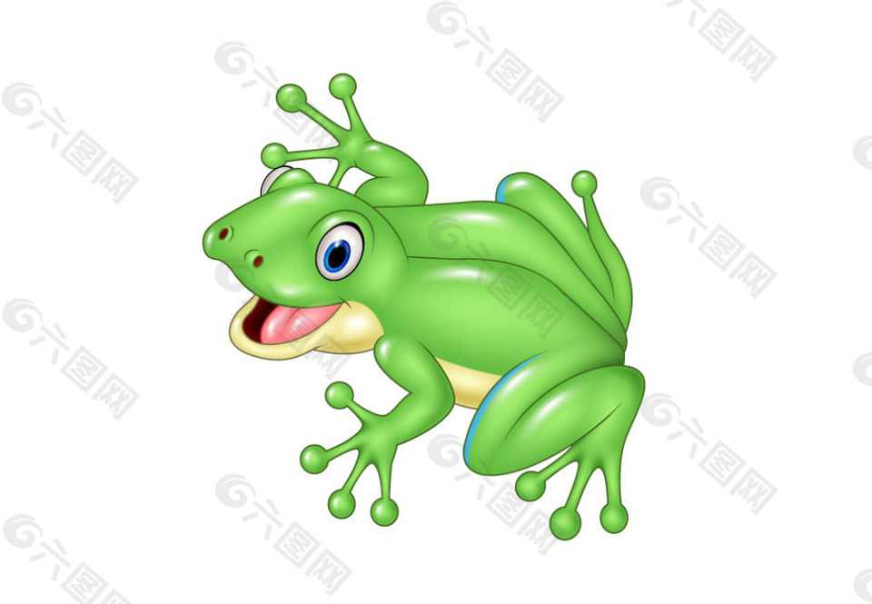 一只手绘的绿色青蛙