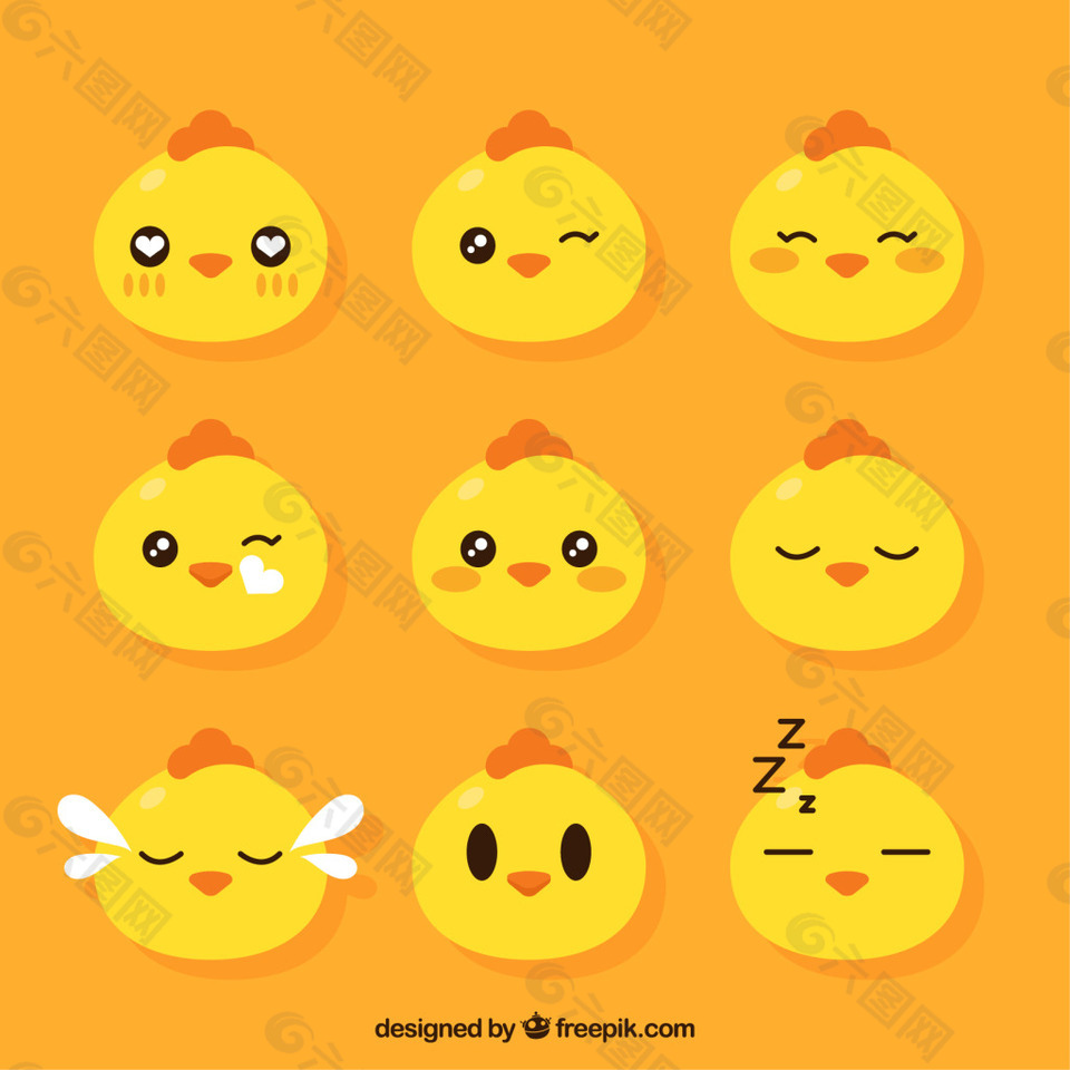 一组黄色可爱小鸡表情包