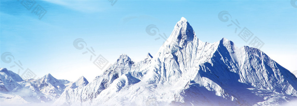 淘宝冬季雪山背景banner