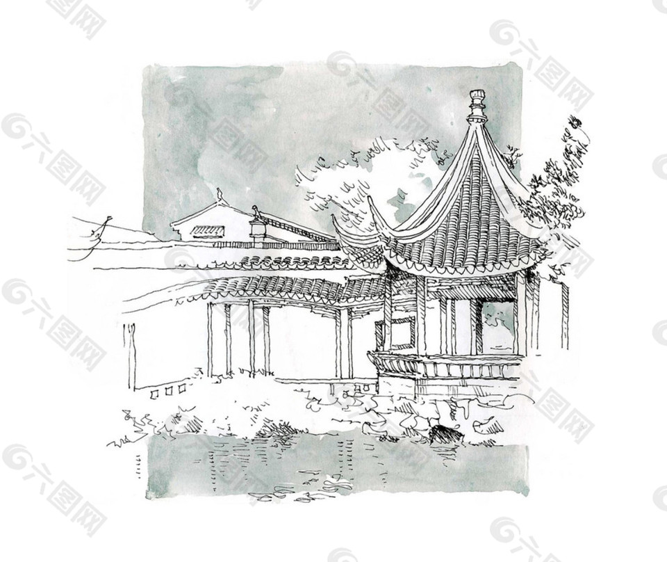 公园休闲亭效果图