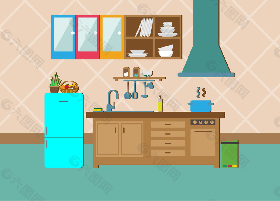 扁平创意厨房设计