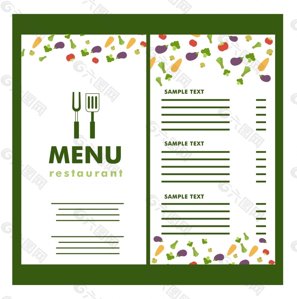简约餐厅菜单设计元素