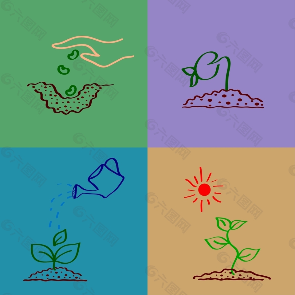 植物种植插画素材