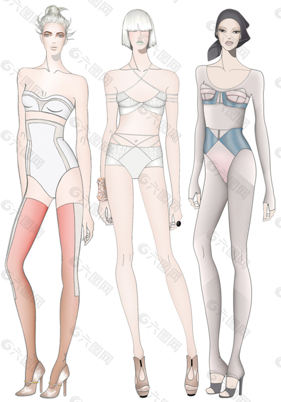 3款束身女装设计图