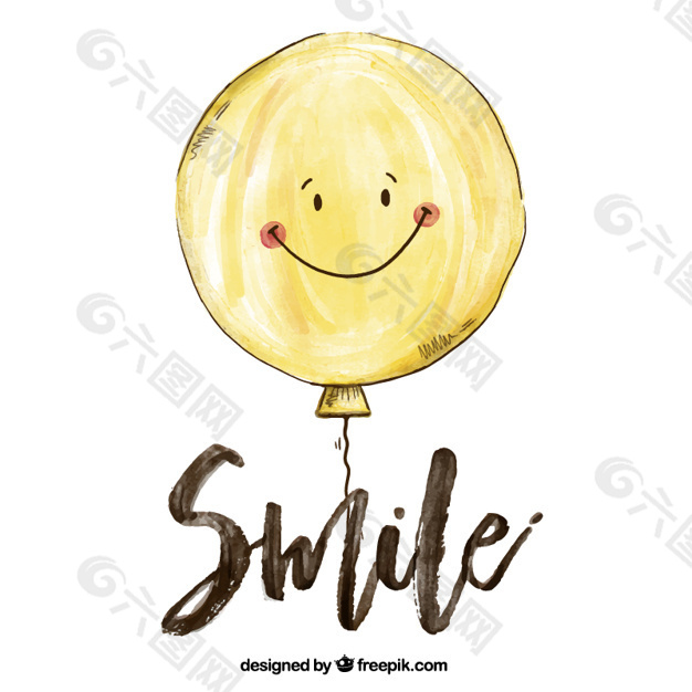 水彩画中的微笑气球背景
