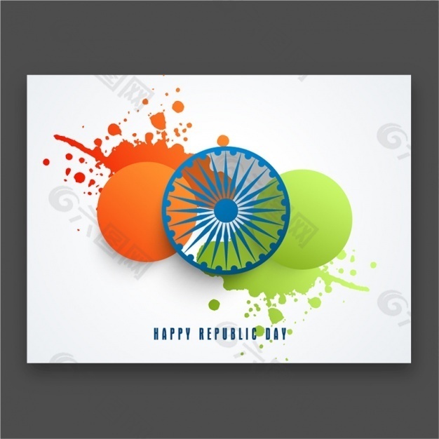 印度共和国日卡绿色和橙色的细节