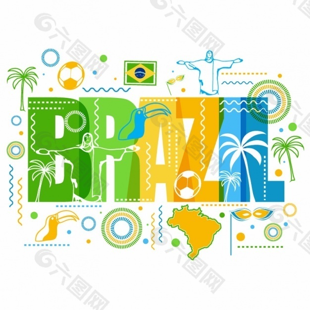 色彩背景与巴西代表元素