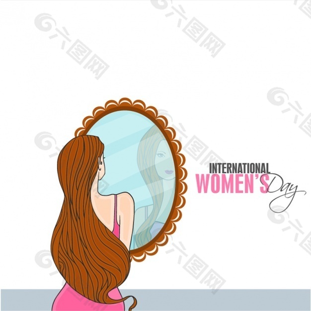 女人在镜子里看自己的背景