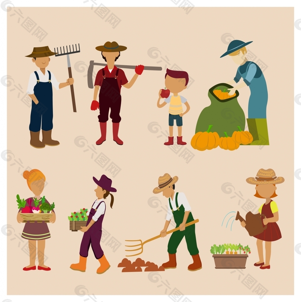 园艺扁平人物插画