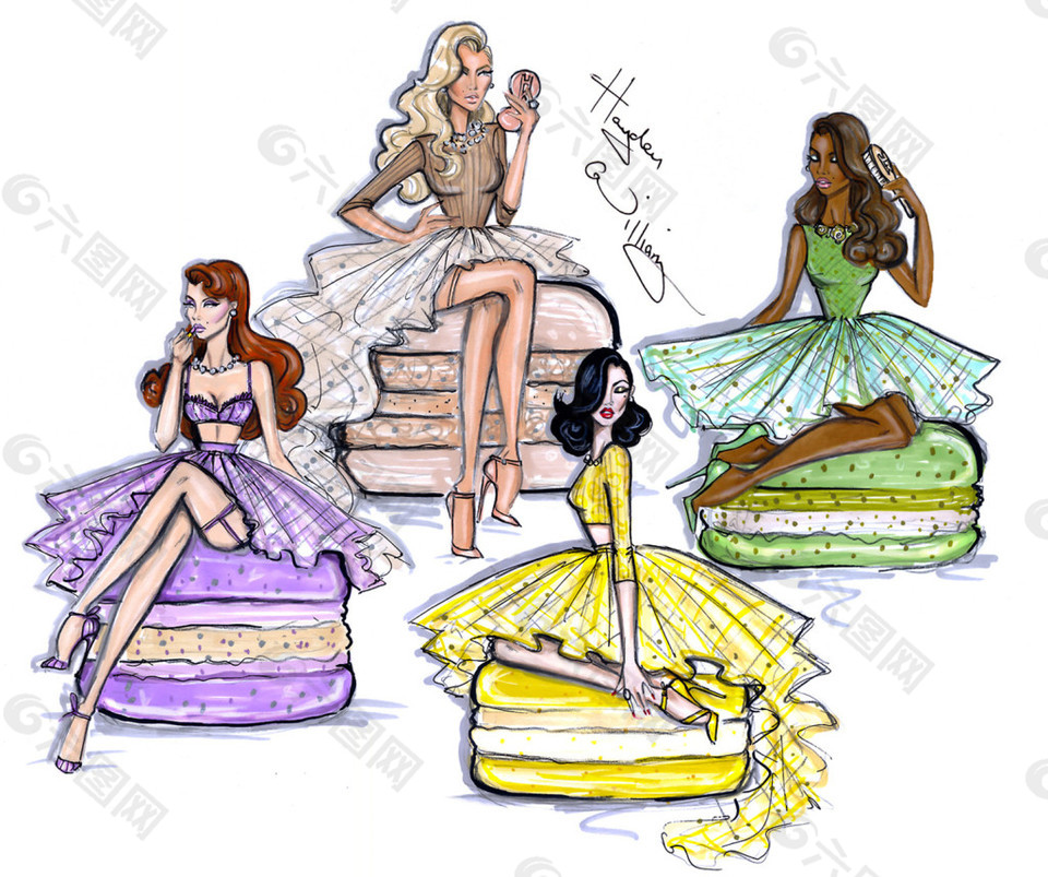 4款坐垫女装设计图