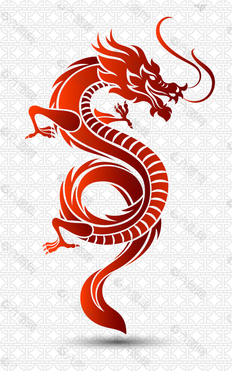 中国红龙纹