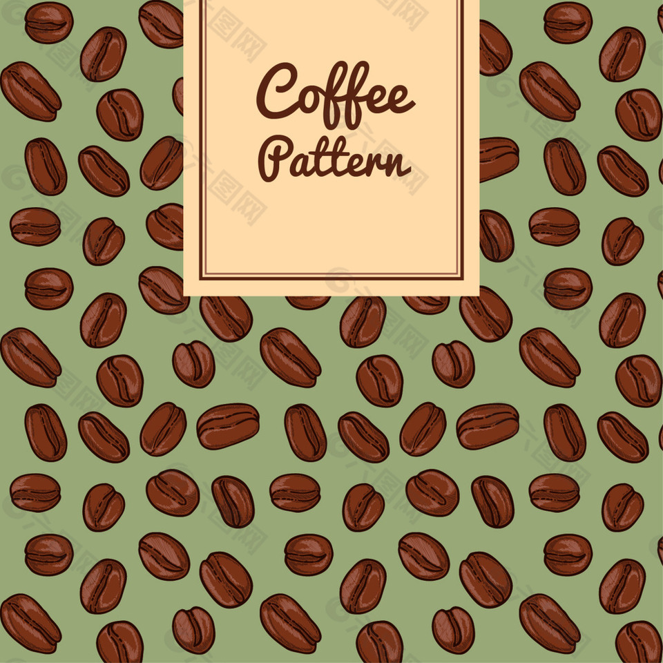 手绘咖啡豆咖啡图案