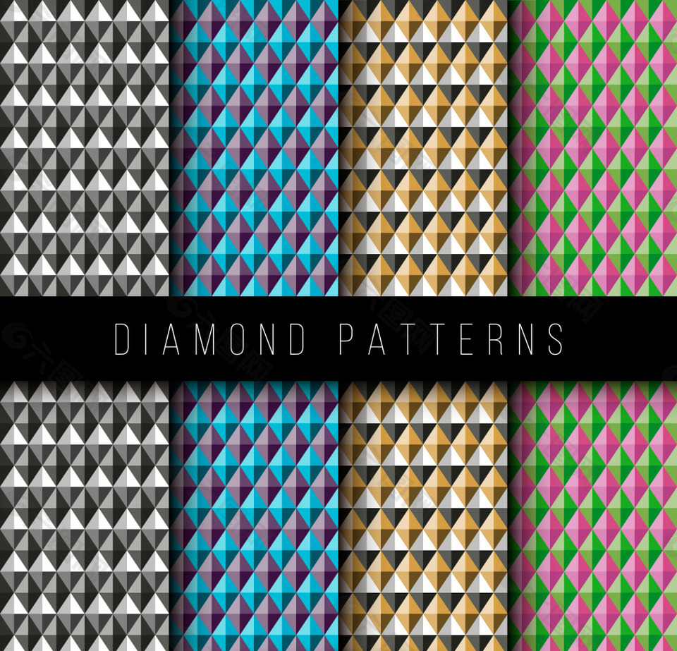 几何形状不同颜色的钻石图案