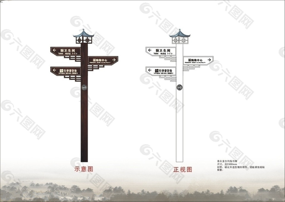 景区中式古典导向指示牌设计平面广告素材免费下载(图片编号:8564717)