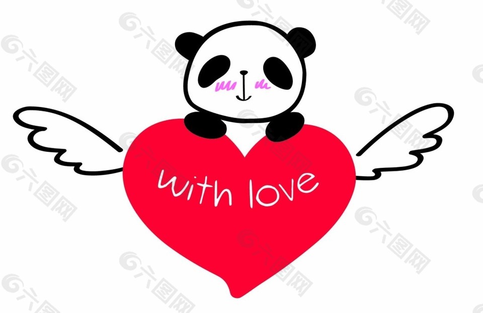 卡通爱心熊猫