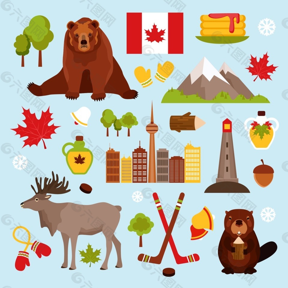 加拿大旅行插画