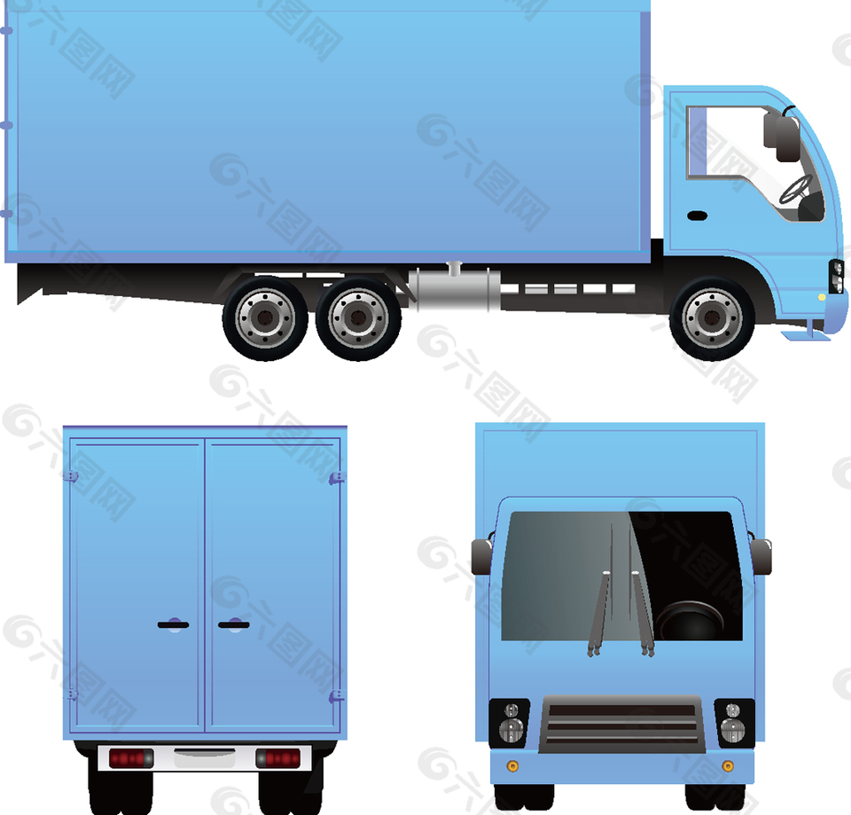 蓝色的货物货车向量