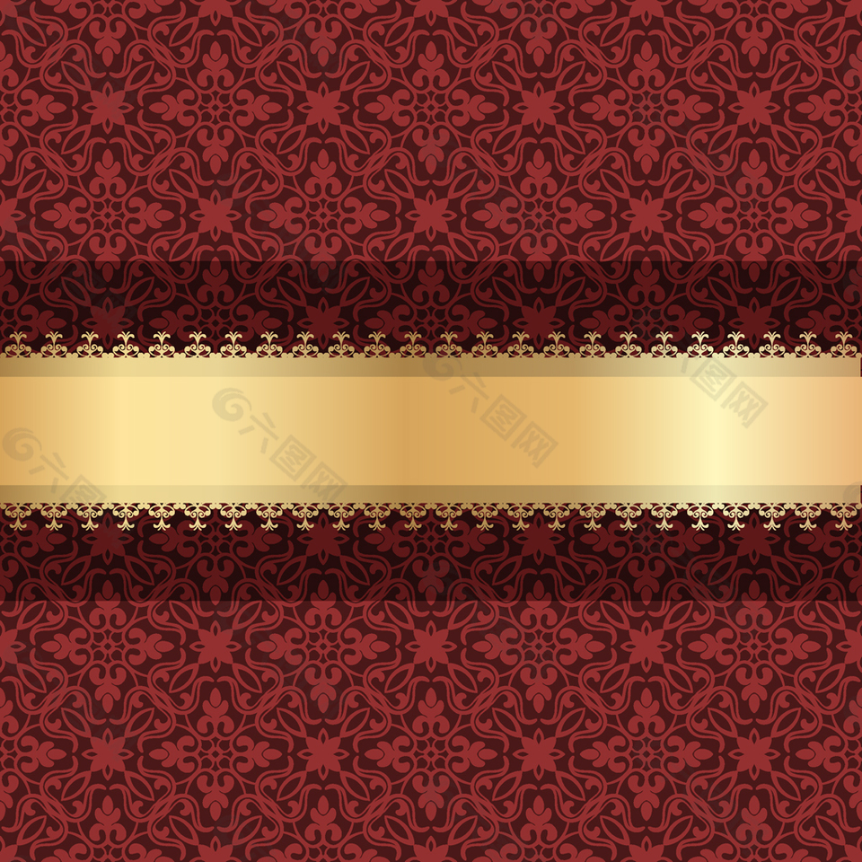 红豪华装饰用金带背景