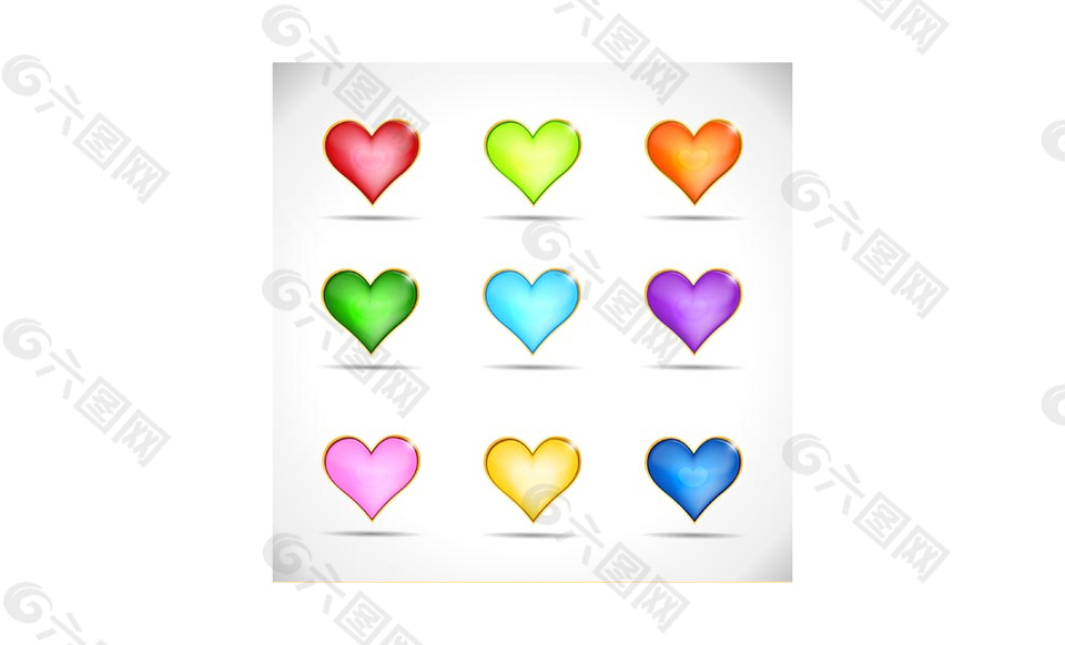 彩色心脏图标矢量集