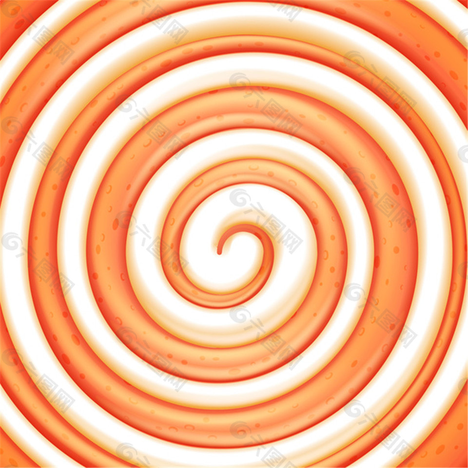 橙色圆形旋转旋涡糖果背景矢量素材下载