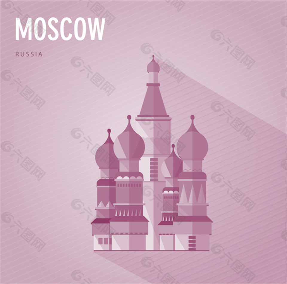 俄罗斯莫斯科建筑卡通矢量素材下载